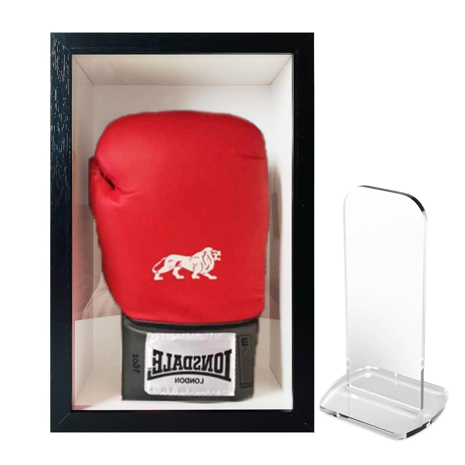 Boxing Glove Display Case with Acrylic Holder Stand Boxing Glove Storage Holder for Boxing Glove Clear Box for Signed Boxing Glove Protection