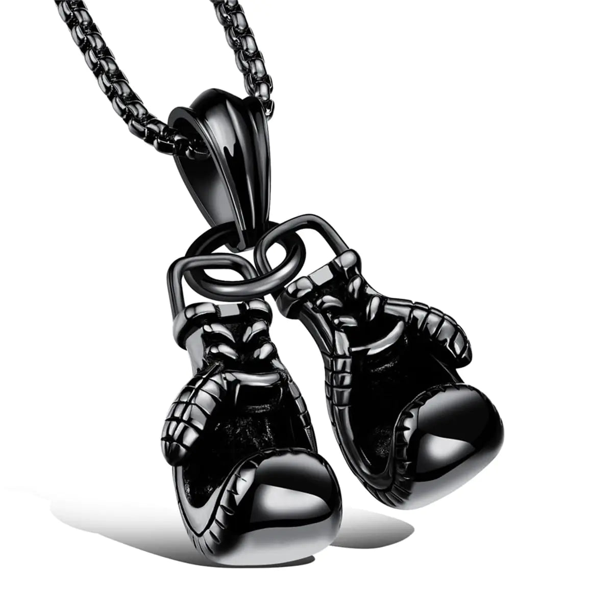 LXSSLY Black Boxing Gloves Necklace for MenPunk Boxing ChainGoth Boxing Glove Charm Pendant NecklaceStainless Steel Necklace for Men Women